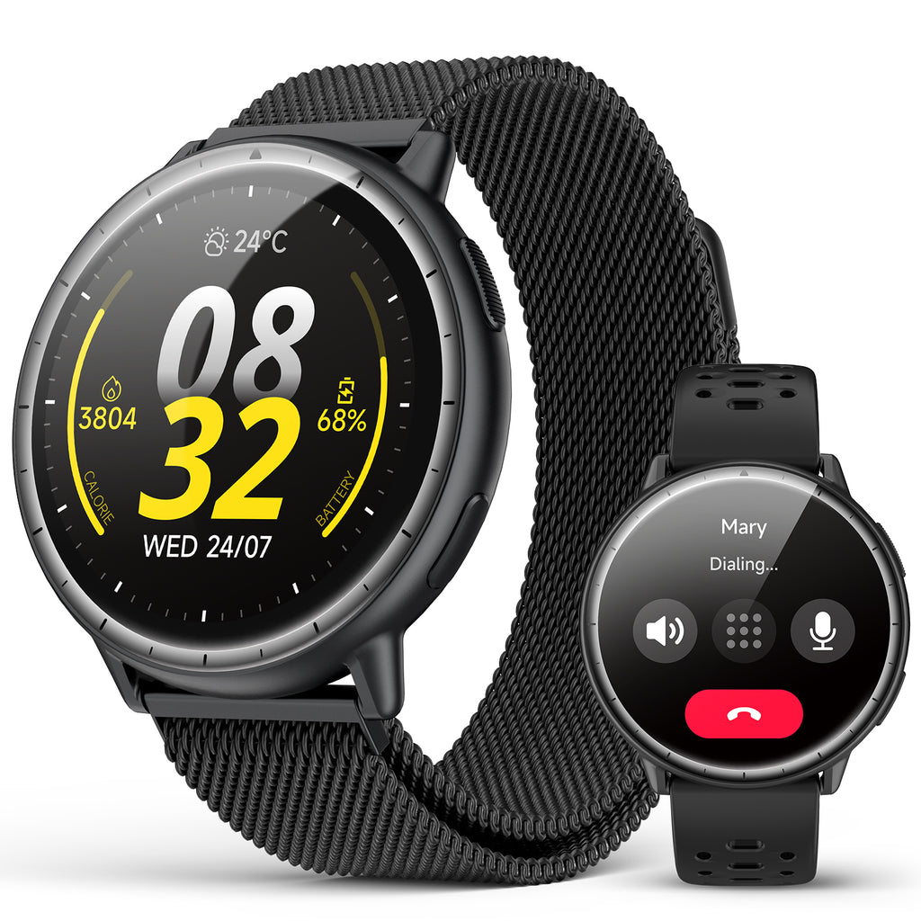 EGQINR GPS Smart Watch for Men Women, 1.32" AMOLED Built-in GPS Fitness Tracker with Bluetooth Calls, 5ATM Waterproof, 110+ Sports Modes, 24/7 Heart Rate/SpO2/Sleep Monitor, Barometer, for Android & iOS