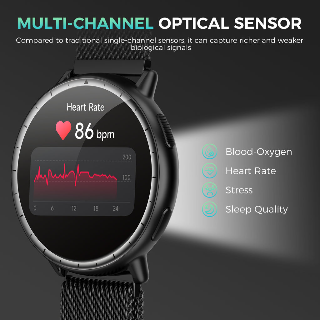 EGQINR GPS Smart Watch for Men Women, 1.32" AMOLED Built-in GPS Fitness Tracker with Bluetooth Calls, 5ATM Waterproof, 110+ Sports Modes, 24/7 Heart Rate/SpO2/Sleep Monitor, Barometer, for Android & iOS