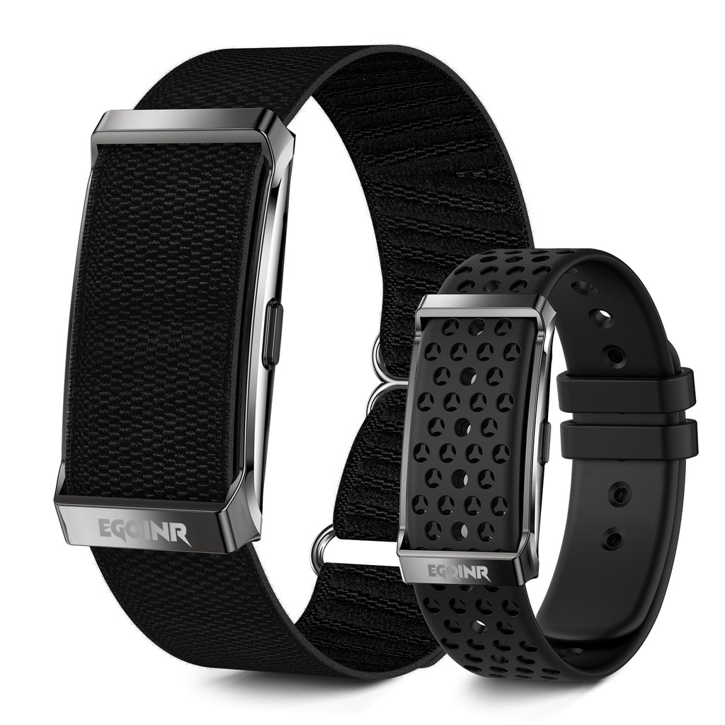 EGQINR Smart Bracelet for Men Women, 9mm Ultra-Thin Fitness Tracker with 24/7 Heart Rate, SpO2, Blood Pressure & Sleep Monitor, 170+ Sports Modes, Vibration Alerts, Dual Straps (Silicone & Nylon)