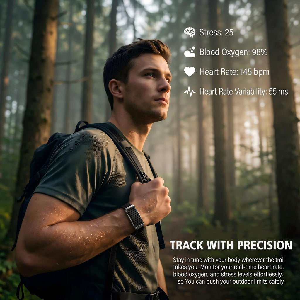 EGQINR Smart Bracelet for Men Women, 9mm Ultra-Thin Fitness Tracker with 24/7 Heart Rate, SpO2, Blood Pressure & Sleep Monitor, 170+ Sports Modes, Vibration Alerts, Dual Straps (Silicone & Nylon)