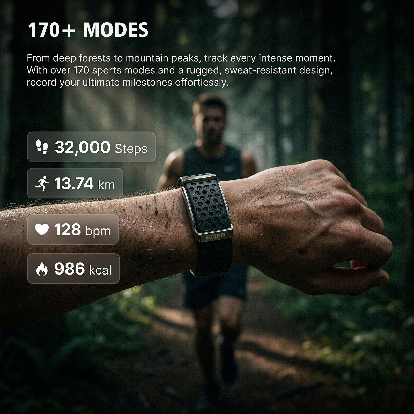 EGQINR Smart Bracelet for Men Women, 9mm Ultra-Thin Fitness Tracker with 24/7 Heart Rate, SpO2, Blood Pressure & Sleep Monitor, 170+ Sports Modes, Vibration Alerts, Dual Straps (Silicone & Nylon)