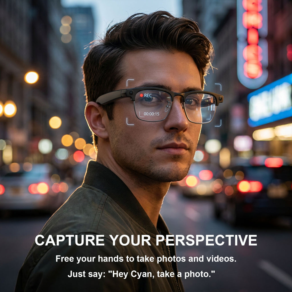 EGQINR 4K Camera Smart Glasses, 8MP Camera Glasses for Life Vlog Travel Work, AI Assistant, Photos, Open-Ear Audio, Blue Light Blocking Glasses, Real-Time Translation, Extra Sunglasses for Men Women